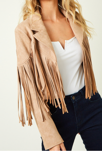 Suede Fringe Moto Jacket (PLUS)