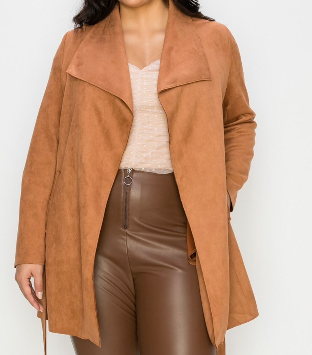 Suede Belted Jacket (PLUS)